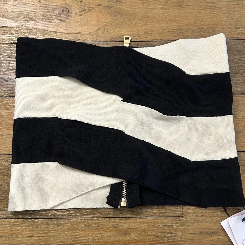 CIDER Bandeu Black and White Striped tube top Monochrome minimalist - Picture 5 of 12